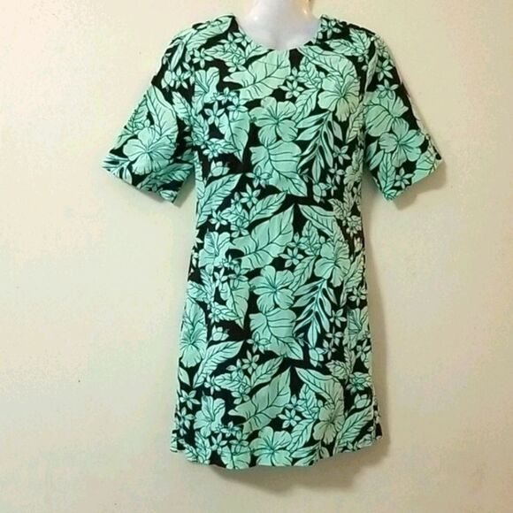 Zara Brown & Green Floral shift dress XS - Picture 2 of 9